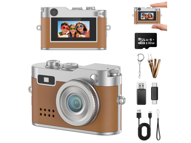 Mini Keychain Digital Camera, 18g Ultra-Light Portable Small Camera with 32GB Card, 1080P HD Video & 2MP Photo, Pocket Camera with Flash & Filters...