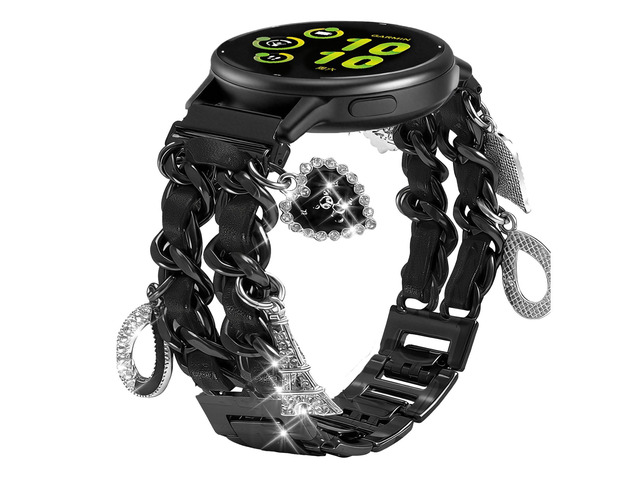 20mm Stylish Metal Band Compatible with Garmin Vivoactive 5 / Vivoactive 3,Flower Pretty Chain Strap Compatible with Garmin Venu Sq/Venu Sq 2/Venu...