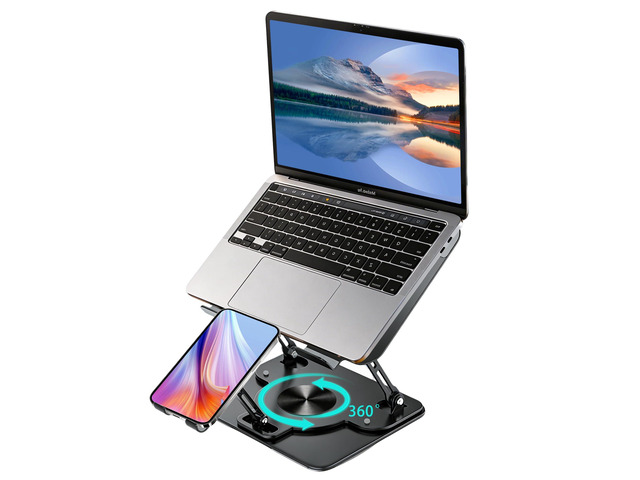 Laptop Stand with 360 Rotating Base,2-in-1 Computer Stand with Phone Holder Ergonomic Adjustable Laptop Riser for Desk with All Laptops and...