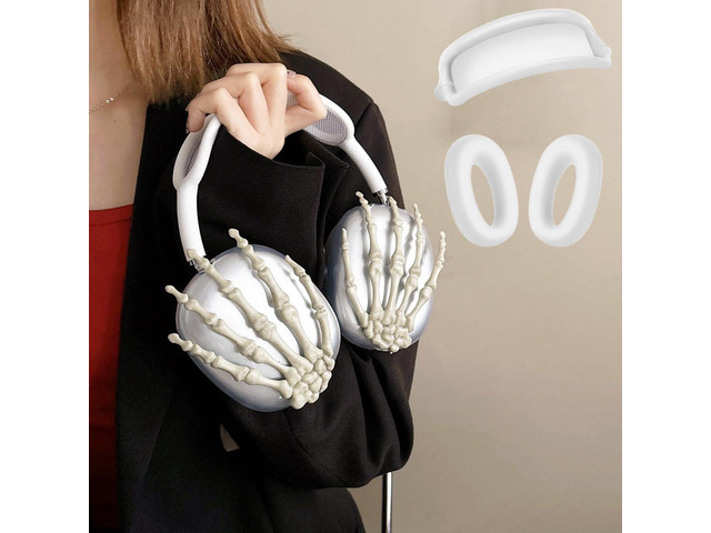 Clear Skull Case for AirPods Max Cover - 3 in 1 Cute Skeleton Hand Funny Headphones Case for AirPods Max Ear Cups Protector Cover Accessories with...
