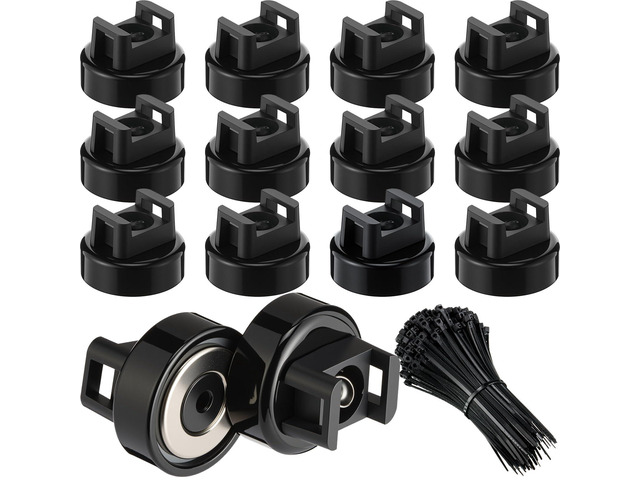 12 Pcs Magnet Zip Tie Mount Heavy Duty Black Magnetic Cable Clips Multipurpose Wire Cable Holder with 50 Pcs Nylon Ties for Home Office Marine...