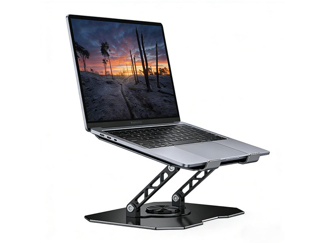 360° Rotating Laptop Stand for Desk, Heavy Duty Solid Steel Ergonomic Laptop Riser, Foldable Portable Computer Holder, Stable Adjustable Stand...