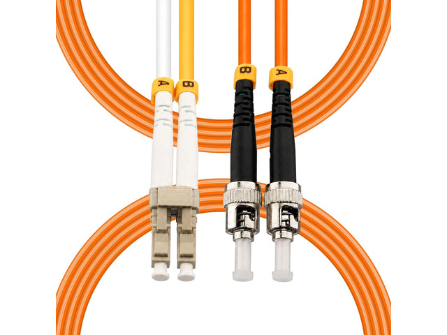 10FT LC to ST Fiber Optic Cable OM1 Multimode Optical Patch Cord MM Duplex 62.5/125um Fiber Jumper, LSZH Orange for Server, Network Switch,...