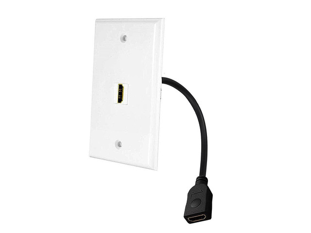 1 Port HDMI 2.1V Wall Plate, 48Gbps, 3D 8K@60Hz 4K@120Hz Dynamic HDR eARC, Solder-free Pass Through Outlet Socket Face Cover for Home Theater, DVD,...