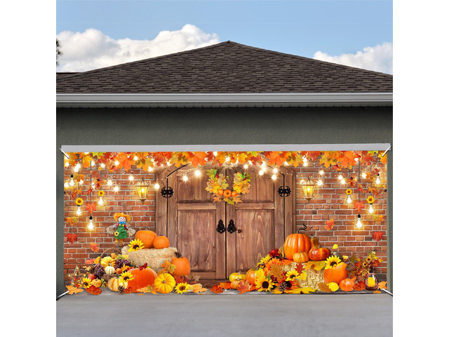 Fall Garage Door Banner Cover 6 x 13 ft Thanksgiving Garage Door Backdrop Large Garage Door Cover Fall Harvest Holiday Background