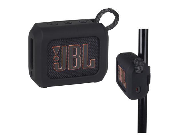 Silicone Case for JBL Go 4 Ultra Portable Bluetooth Speaker, with Removable Strap Attach to Bike Golf Cart Boat (Black)