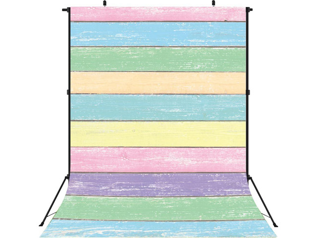 Easter Colorful Wood Photography Backdrops 8X6FT Easter Pastel Rustic Wooden Background Boy Girl Baby Shower Birthday Party Decorations Banner...