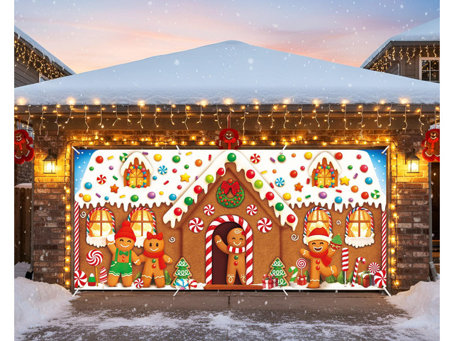 6 x 13 ft Christmas Garage Door Banner Decoration Magnetic Double Garage Door Covers Large Xmas Backdrop Decorations for Holiday Outdoor Indoor...