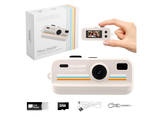 Mini Retro Digital Camera 2K HD 16X Zoom LED Fill Light Keychain Camera Retro Filters Portable Pocket Camera for Boys Girls and Teens