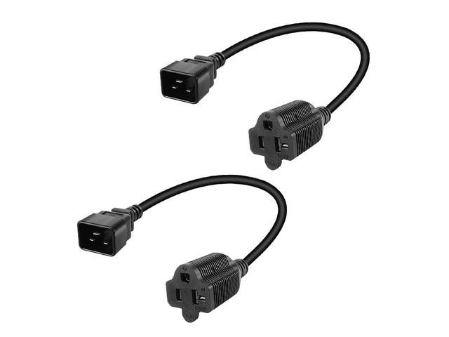 2 Pack IEC320 C20 to NEMA5-15R & 5-20R Female Comb Power Converter Adapter,PDU/UPS Plug 16Amp C20 3 pin to 5-15/20R AC Power Cord,1FT/0.32M