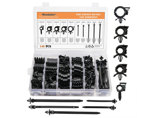 140 Pcs Car Wire Loom Routing Clip Push Mount Cable Tie Assortment Heavy Duty Nylon 10 Different Size Automotive Wiring Harness Self Locking Zip...