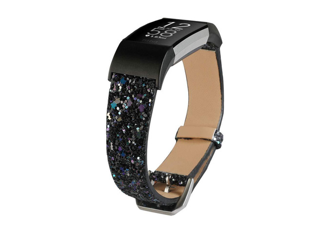 Bling Bands Compatible with Fitbit Charge 2 Band, Women Strap Shiny Glitter Leather Replacement Bands Compatible with Fitbit Charge 2 Wristbands
