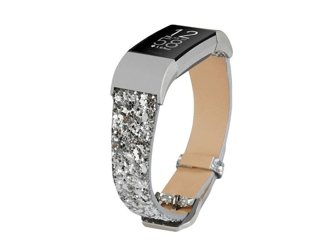 Bling Bands Compatible with Fitbit Charge 2 Band, Women Strap Shiny Glitter Leather Replacement Bands Compatible with Fitbit Charge 2 Wristbands