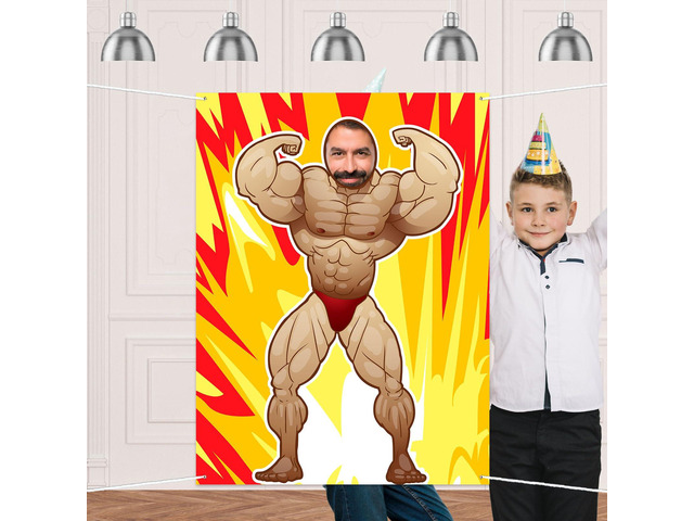 Fitness Photo Banner Backdrop Background Bodybuilder Pretend Play Party Game Gym Exercise Sports Muscle Theme Decor for Wrestling Party Birthday...