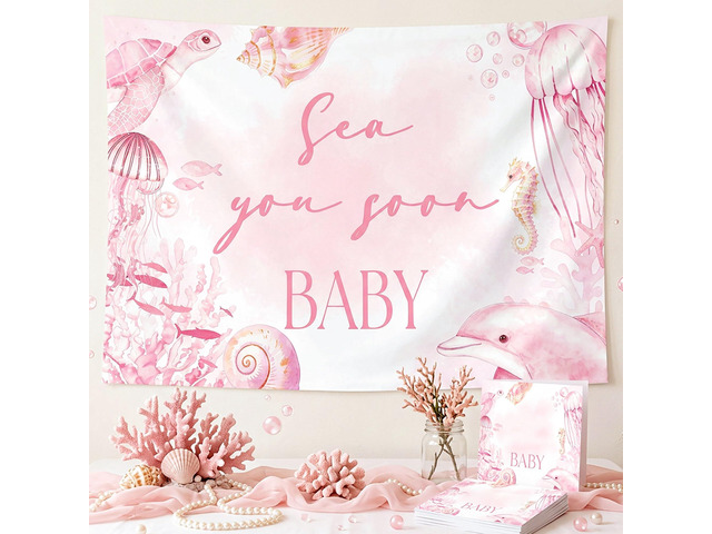 Sea You Soon Baby Shower Decorations Ocean Baby Shower Backdrop Banner Sign 5x3ft Sea You Soon Backdrop Sign Ocean Under The Sea Baby Shower...