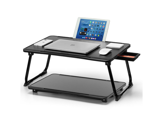 Lap Desk - 23.6' Large Portable Laptop Stand with Metal Legs, Built-in Storage Drawer & Non-Slip Lip - for Home Office, Gaming, Writing, Meals,...