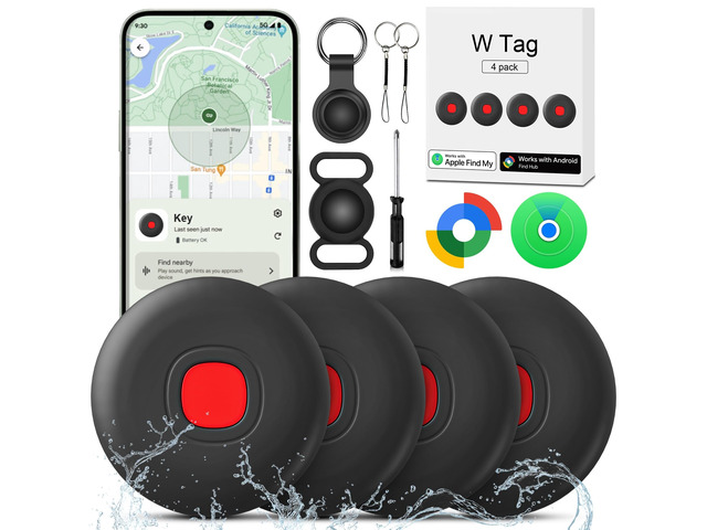 Air Tracker for Android or iOS, Tracker Tags-4 Pack Dual System Bluetooth Tracker Waterproof Work with iOS Find My and Google Find Hub App Finder...