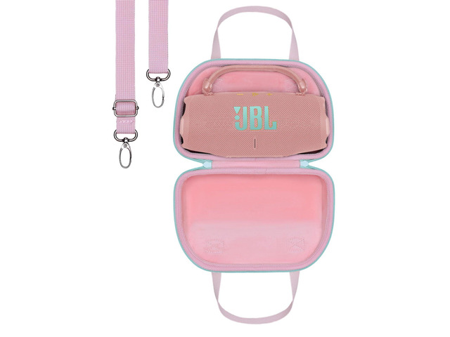 LTGEM Case Compatible with Charge 6 /Charge 5 /Charge 4 Portable Speaker with Removable Strap, Pink + Mint Green Edg