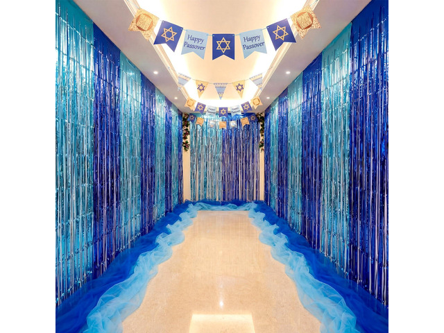10 Pcak Hanukkah Party Decorations Menorah Star of David Banners Decor Kit Chanukah Jewish Pesach Festival Decorations 6 Blue Foil Fringe Backdrop...