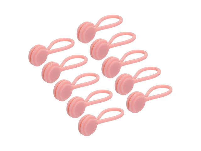 Magnetic Cable Clips 4.3 Inch x 0.6 Inch Pink Magnetic Cord Organizer Cable Ties Reusable Twist Ties for Home, Kitchen, Office, 10 Pcs
