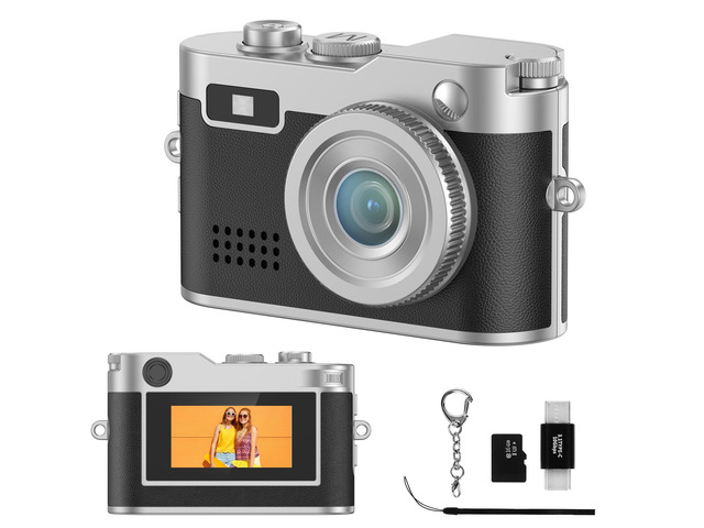 Mini Keychain Camera - 1080P FHD Retro Digital Camera - Tiny Portable Vintage Cameras Small Camara - Compact Pocket Video Recorder with 16GB Card,...