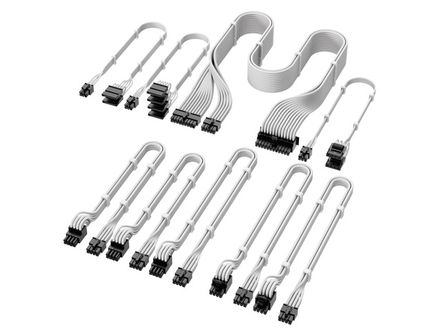 X-Enlazar PSU Cable Kit for Thermaltake Power Supplies - 90-Degree Connectors, Individually Sleeved with Braiding & Combs, 16AWG Wire, 9-Piece Kit,...