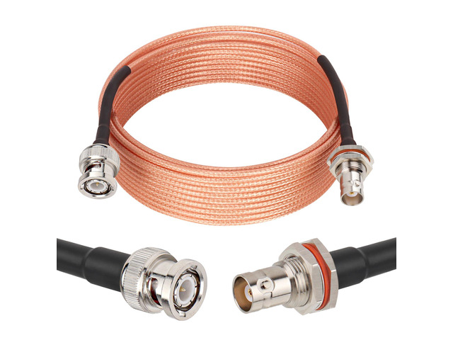 BNC Cable 20FT, 50 Ohm BNC Male to Female Bulkhead Mount RG316 Coax for Wireless Microphone System Receiver CB Radio UHF VHF Ham Radio Amateur