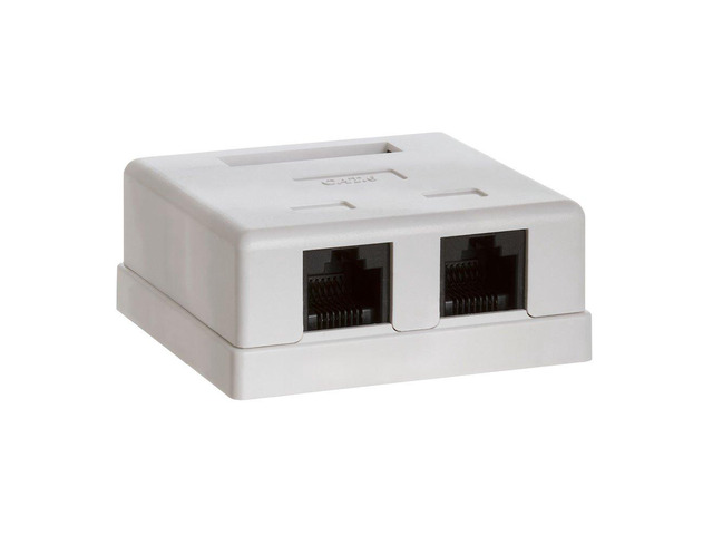 2 Port Cat6 Surface Mount Box, RJ45 Cat6 Dual Port Surface Mount Box for Ethernet Cables, Screws and Double-Side