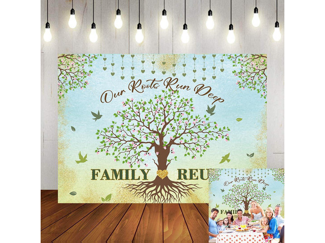 Family Reunion Backdrop Family Tree Leaves Banner Our Roots Run Deep Photography Background Family Members Gathering Party Decoration Supplies...