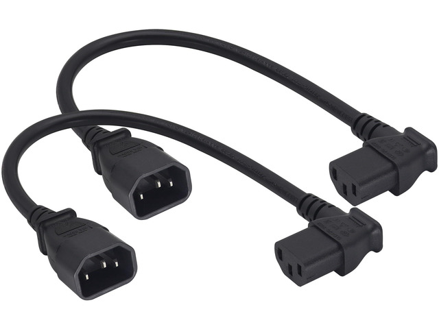 2-Pack 90 Degree IEC 320 C13 to C14 Extension Power Cord 10A/250V Standard Computer AC Power Socket Cord for Desktop Computers HDTV Monitor...