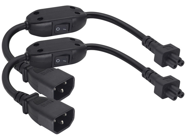 2 Pack C14 to C5 AC Cable,10A 125V IEC 3Pole C14 Male to Mickey Mouse 3Pole Female Power Adapter with on/Off Switch Power Cord for Mickey Mouse...