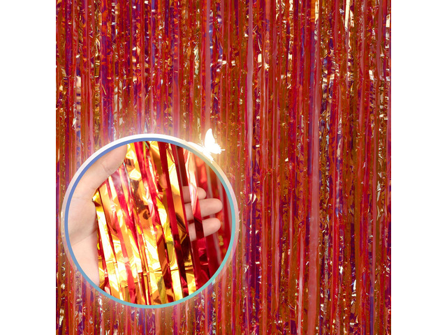 3.3 X 8 FT Foil Fringe Backdrop Curtains Party Supplies for Wedding Decor, Photo Booth, Streamers Party Decorations High Shine Ultra-Sparkly Back...