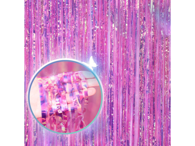 3.3 X 8 FT Foil Fringe Backdrop Curtains Party Supplies for Wedding Decor, Photo Booth, Streamers Party Decorations High Shine Ultra-Sparkly Back...