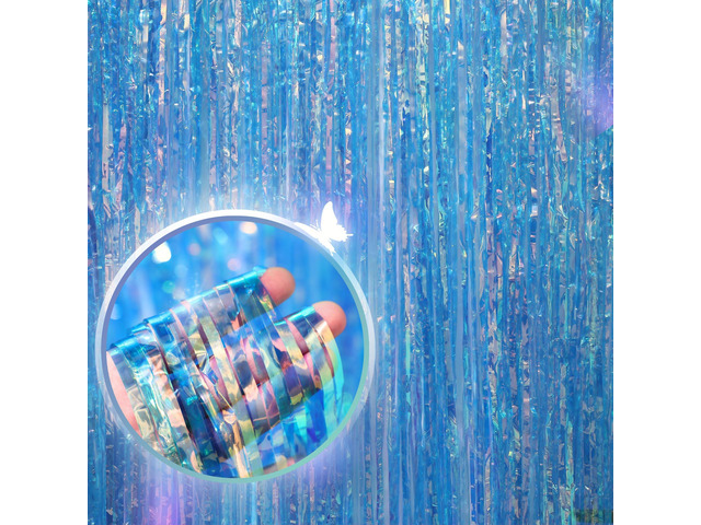 3.3 X 8 FT Foil Fringe Backdrop Curtains Party Supplies for Wedding Decor, Photo Booth, Streamers Party Decorations High Shine Ultra-Sparkly Back...