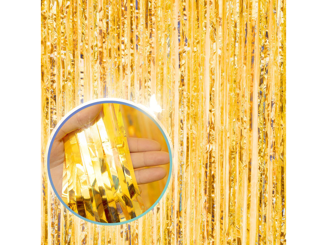 3.3 X 8 FT Foil Fringe Backdrop Curtains Party Supplies for Wedding Decor, Photo Booth, Streamers Party Decorations High Shine Ultra-Sparkly Back...