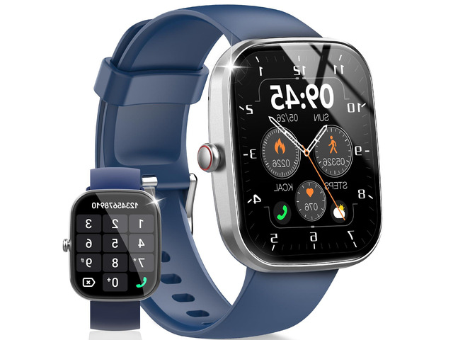 1.91' HD Screen Smartwatch Heart Rate/Sleep/Steps Monitor, 100+ Sports Fitness Watch, IP68 Waterproof Activity Trackers for Android iOS Blue