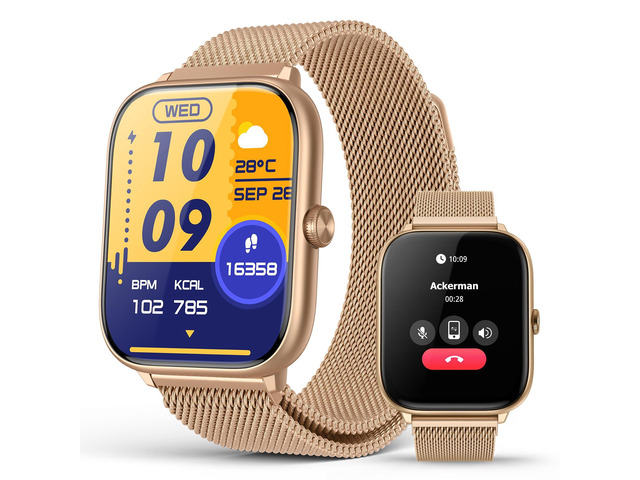 Luxury Rose Gold Smart Watch for Women with Magnetic Band, 2.06' AMOLED Display, IP68 Waterproof Fitness Tracker,118 Sports, Blood Pressure/Heart...