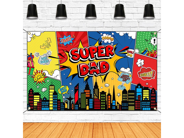Happy Father's Day Backdrop Super Dad Banner Best Dad Ever Party Decortaions Happy Fathers Day Party Background for Photography (Red, 70.8 x 43.3...