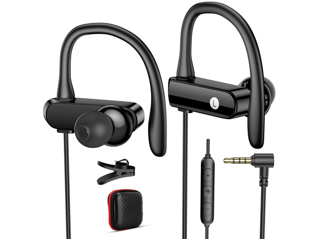 3.5mm Headphones, Sport Over Earhook Earbuds with Mic Volume Control Workout In-Ear Aux Earphones Wired HiFi Stereo for Samsung/Google Chromebook...