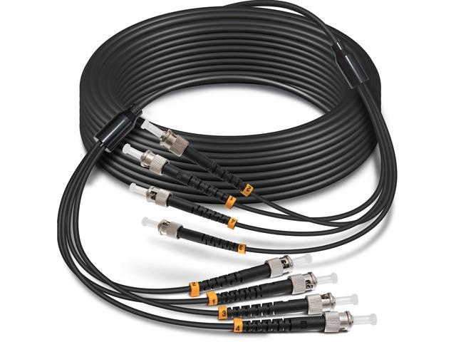 100ft/30m 4 Core Industrial TPU ST to ST Outdoor Armored Fiber Optic Cable 4 Strands OS2 Single Mode Fiber Patch Cord, 9/125um, OD-5mm, Direct...