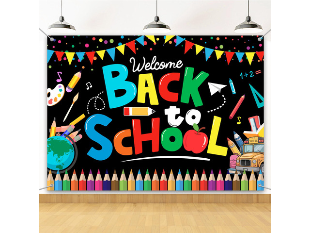 Welcome Back to School Backdrop 7x5ft Happy 1st Day of School Party Photo Booth Props Decor Sign