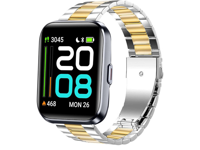 Quick Release Stainless Steel Metal Replacement Straps - Compatible with Quican, aeac, WMK, Fitpolo ID208 Plus 1.8 Inches Smart Watch Bands