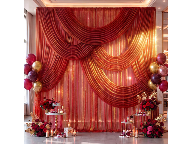 Wedding Arch Draping Fabric 28' x19FT Burnt Maple Shimmery Sheer Fabric Drapes 4 Panels Arch Backdrop Curtains for Wedding Decor Ceremony Birthday...