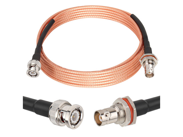 BNC Cable 15FT, 50 Ohm BNC Male to Female Bulkhead Mount RG316 Coax for Wireless Microphone System Receiver CB Radio UHF VHF Ham Radio Amateur