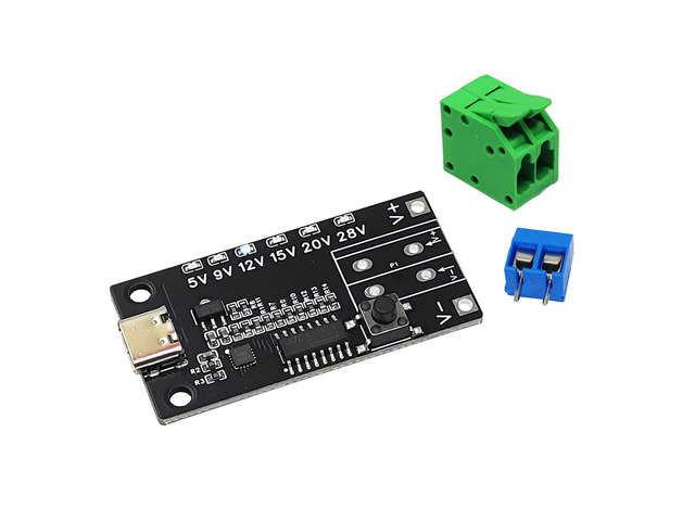 1PCS USB-C PD3.0/3.1 QC Trigger Board 5V 9V 12V 15V 20V 28V 5A Adjustable Voltage Trigger Module Type-C Female Input with Indicator