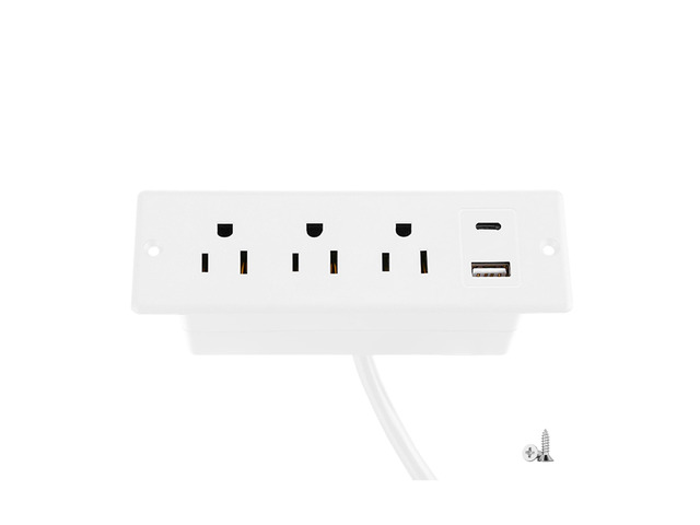Recessed Power Strip with USB-C and USB-A, 2/3 AC Outlets, in-Desk Flush Mount Power Strip, 125V 12A 1500W, for Desk Countertop Kitchen Island