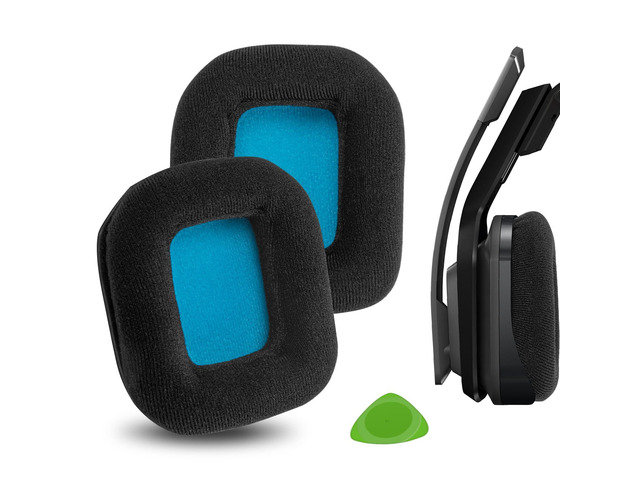 Comfort Velour Replacement Ear Pads Compatible with Astro Gaming A20 Headphones Ear Cushions, Repair Parts (Black Blue)