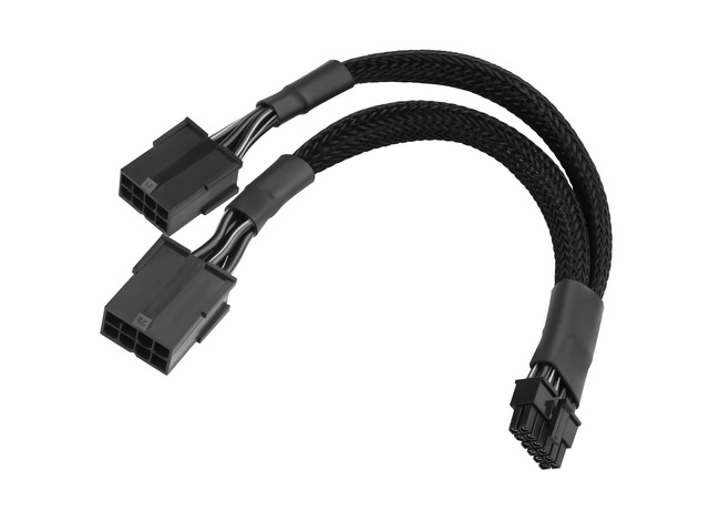 SQC118 12VHPWR PCIe 5.0 12-Pin to Dual 8-Pin (6+2) PCIe Adapter Cable for RTX 4090/4080/4070 Ti, PCI Express 5.0 GPU Power Adapter, 20cm Braided Cable
