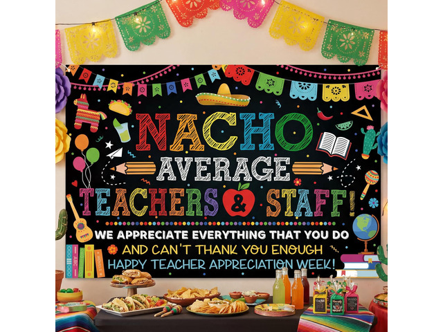 Teacher Appreciation Decorations Backdrop Nacho Average Banner Teacher 3 x 5 ft Cinco De Mayo Teachers Decor for School Classroom Thank You...