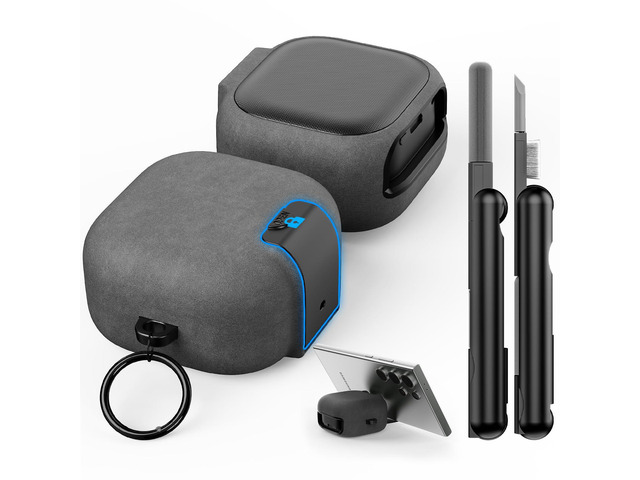 Secure Lock Case for Galaxy Buds 4 Pro/Buds 4 Case with Phone Stand with Cleaning Kit & Keychain, Sandstone Finish, Supports Wireless Charging,...